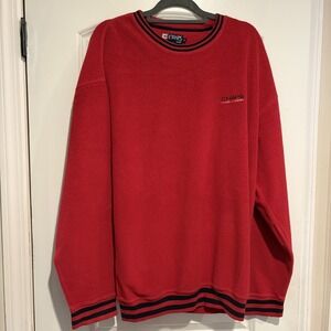 Chaps Ralph Lauren Sweatshirt Vintage Men's Red‎ Fleece Striped Size XL Tall XLT